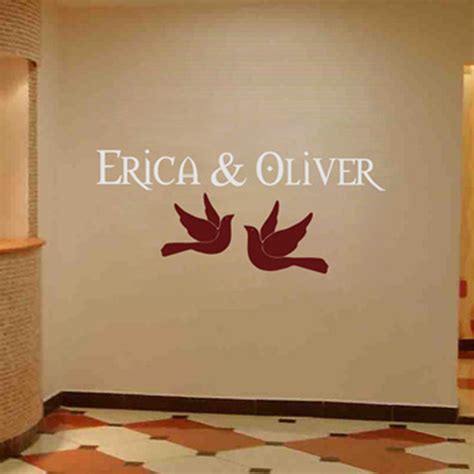 Personalized Wedding Monograms - Doves & Names Wall Decal Sticker Graphic