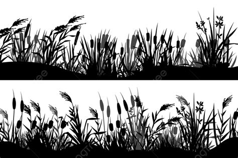 Reed Silhouette Cattail Grass Marsh, Environment, Element, Water PNG and Vector with Transparent ...