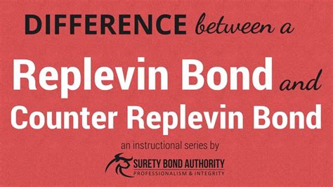 Replevin Bonds and Counter Replevin Bonds with Example - YouTube