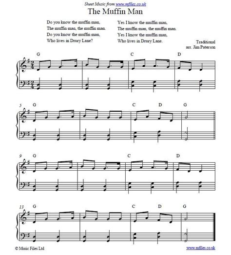 The Muffin Man: the traditional Nursery Rhyme - with PDF Sheet Music ...