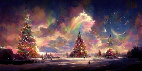 Premium Photo | Christmas tree landscape, merry christmas. digital ...