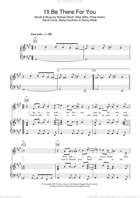 I'll Be There For You (theme from Friends) sheet music for voice, piano or guitar