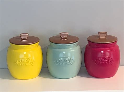 Tea Coffee Sugar Canister set kitchen Storage Kilner Retro | Etsy in 2020 | Sugar canister set ...