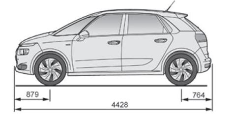 Citroën C4 Picasso: Dimensions - Caractéristiques techniques