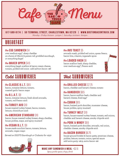 Check Out the Opening Menu at the Bacon Truck Café in Charlestown