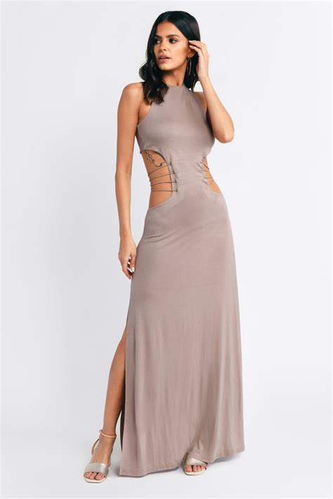 Taupe Dress - Strappy Dress - Taupe Hourglass Dress - Maxi Dress - $16 | Tobi US