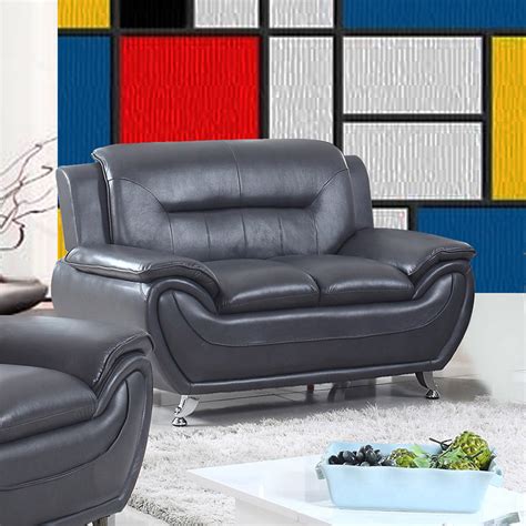 PonLiving Furniture US Livings Anika Faux Leather Modern Loveseat US Livings Anika Faux Leather ...