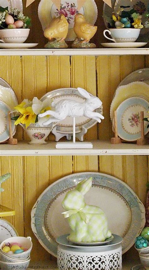 Easter Decorating Ideas: China Cabinet