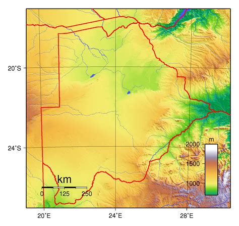 Large physical map of Botswana | Botswana | Africa | Mapsland | Maps of the World