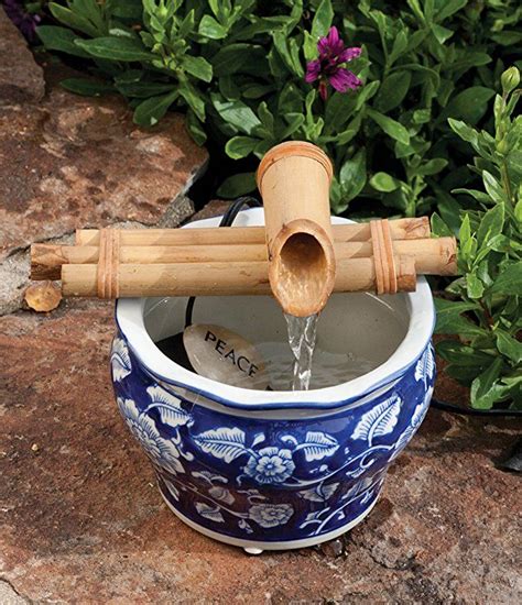 Bamboo Accents Water Fountain 7” Wide Three-Arm Style Base, Smooth ...