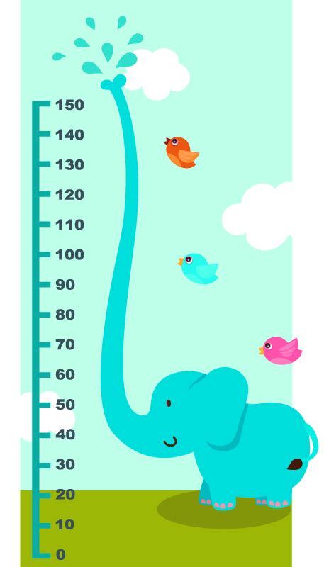 Elephant height chart sticker - TenStickers