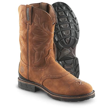 Men's Justin® 11" Waterproof Saddle Vamp Pull - on Boots, Amber - 211790, Cowboy & Western Boots ...