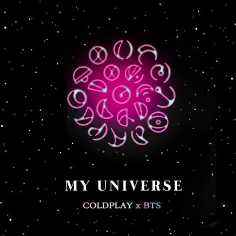 the title for my universe coldplay x - bits, with an image of a pink ball