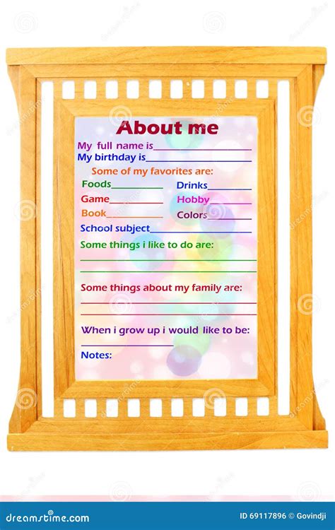 About Me Myself Phrase Concept Text in Wooden Frame Stock Photo - Image of myhistory, awareness ...