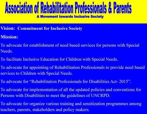 Association of Rehabilitation Professionals & Parents