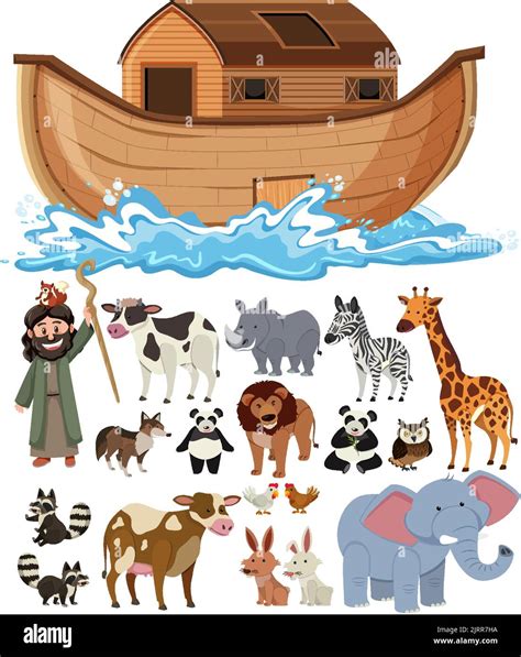 Set of Noah Ark animals and objects illustration Stock Vector Image & Art - Alamy