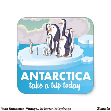 Visit Antarctica Vintage travel poster Square Sticker | Zazzle.com ...