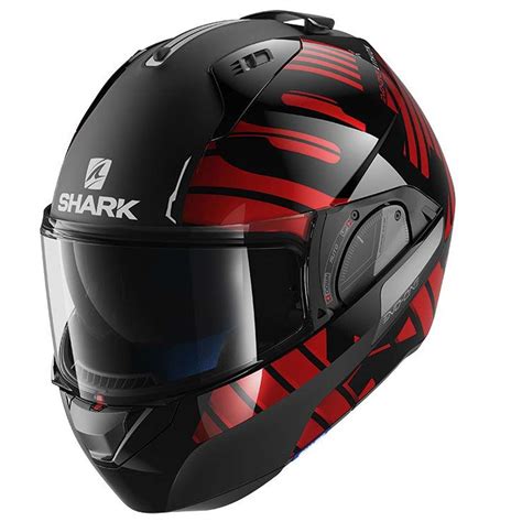 Casque moto modulable Shark evo-one 2 lithion dual noir chrome rouge ...