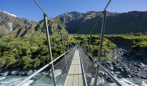 Suspension bridge on Rob Roy Glacier hike - Find Away Photography