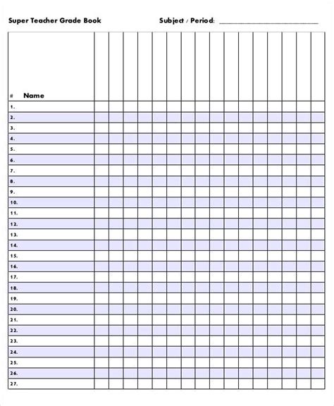 Free Editable Gradebook Template