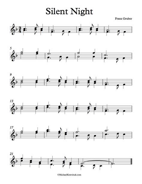 Free Violin Duet Sheet Music – Silent Night – Michael Kravchuk