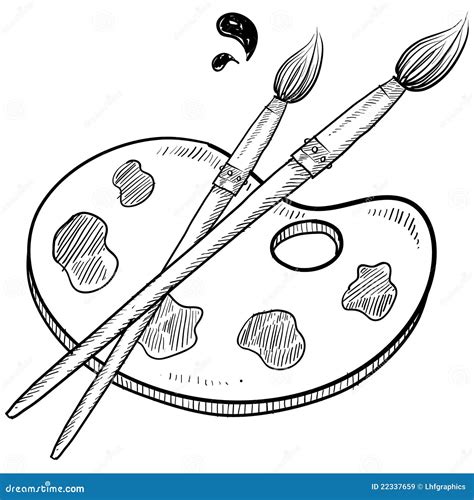 Artist Palette With Three Long Different Brushes Inside On White Cartoon Vector | CartoonDealer ...