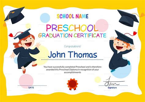 Preschool Graduation Certificate Template Free