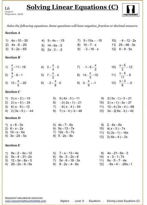 Striking Maths Worksheets Algebra Worksheet Year 8 6 Pdf — db-excel.com