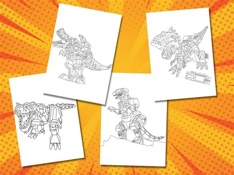 Power Rangers Zords Coloring Pages Red Ranger Zords Red - Etsy