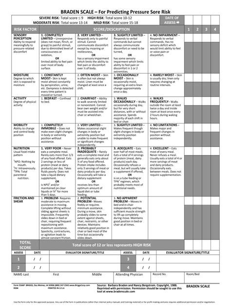 Braden Scale For Predicting Pressure 2020-2022 - Fill and Sign ...