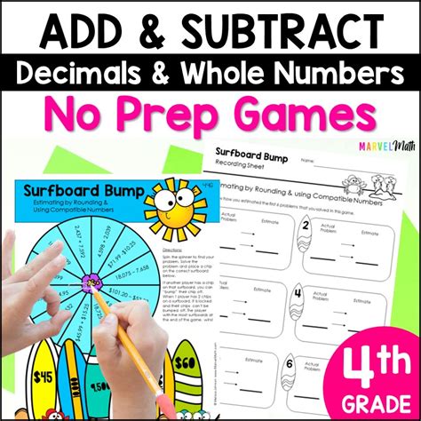 4th Grade Addition & Subtraction No Prep Games - Marvel Math