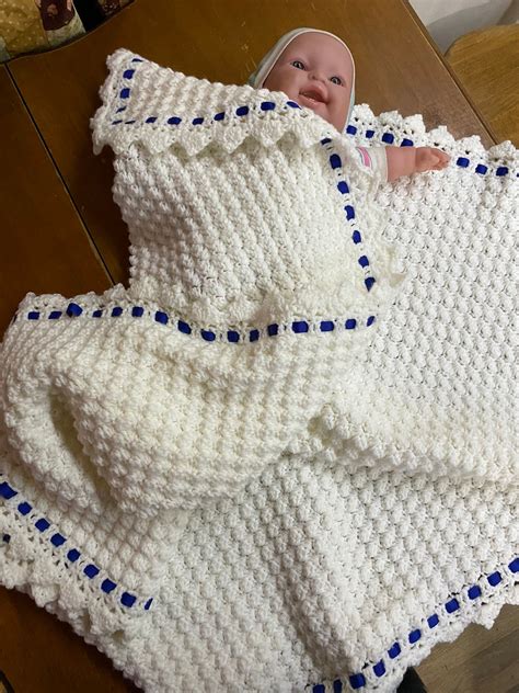 Crocheted Baby Blanket With Ribbon Border - Etsy