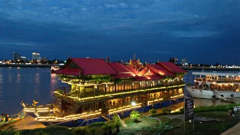 Mekong River cruise in Phnom Penh at night on boats called alligators. This one is a beauty, but ...