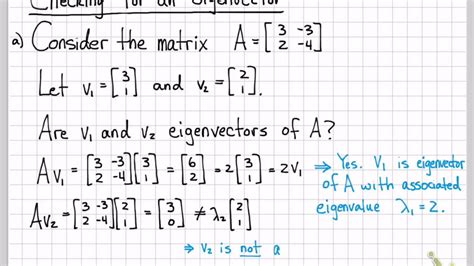 Linear Algebra Example Problems - Checking for an Eigenvector - YouTube