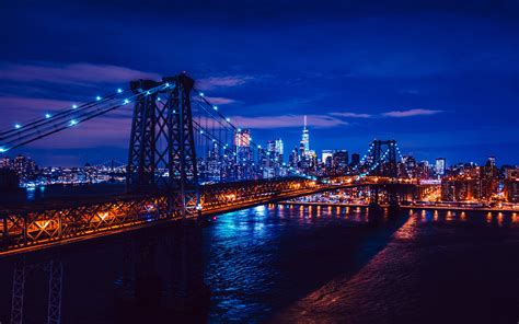 New York Manhattan Brooklyn Bridge Night Preview | 10wallpaper.com