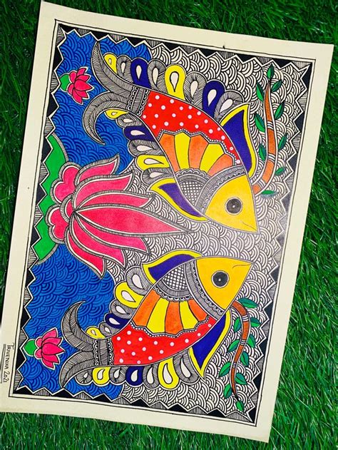 Fish Madhubani Painting | Hand painting art, Madhubani painting ...