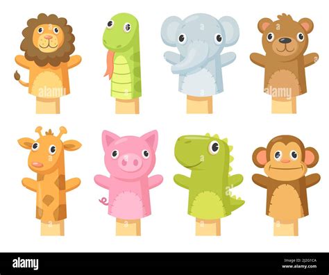 Set of cute hand sock puppets. Cartoon vector illustration. Hand sock ...