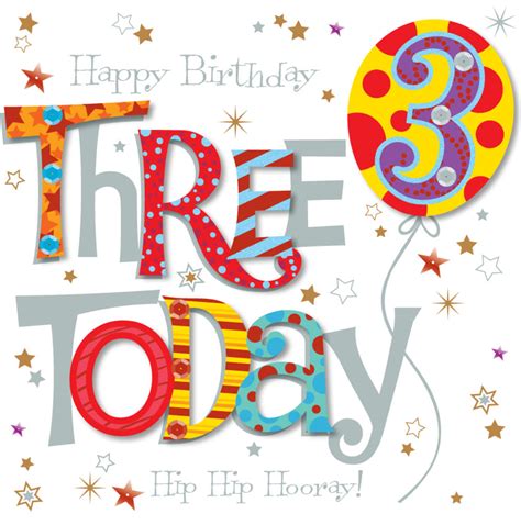 Three Today 3rd Birthday Greeting Card | Cards | Love Kates