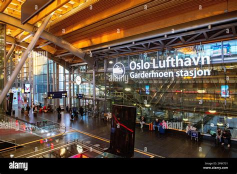 Oslo Gardermoen train station at Oslo airport (OSL) in Norway Stock ...