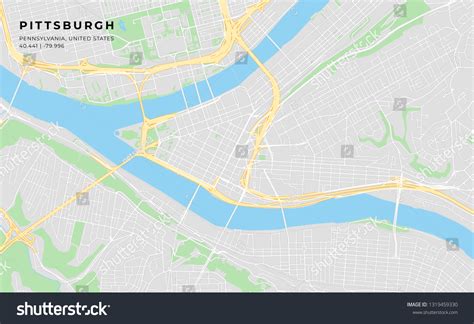 Printable Streetmap Pittsburgh Including Highways Major Stock Vector (Royalty Free) 1319459330 ...