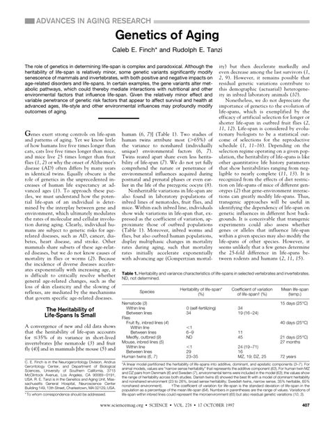 (PDF) Genetics of Aging