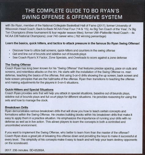 Complete Guide To Bo Ryan's Swing Offense by Bo Ryan