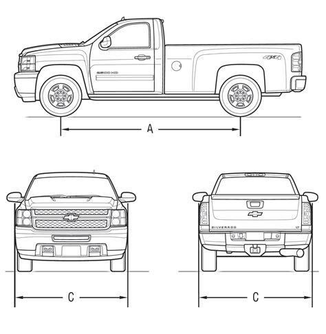 Chevrolet Silverado 2011 Blueprint - Download free blueprint for 3D modeling