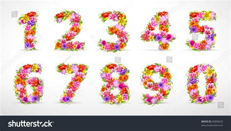 Numbers Vector Colorful Flower Font Stock Vector 60890632 - Shutterstock