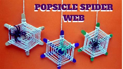 Halloween Craft - Popsicle Spider Web - Popsicle Stick Crafts - YouTube