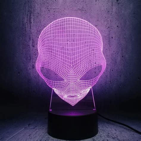 Alien Head 3D Lamp LED Lighting Illusion Cool Boy Bedroom Decor Table Night Light Kids Gift lava ...