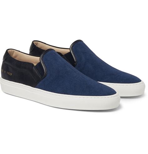 Lyst - Common Projects Canvas And Leather Slip-On Sneakers in Blue for Men