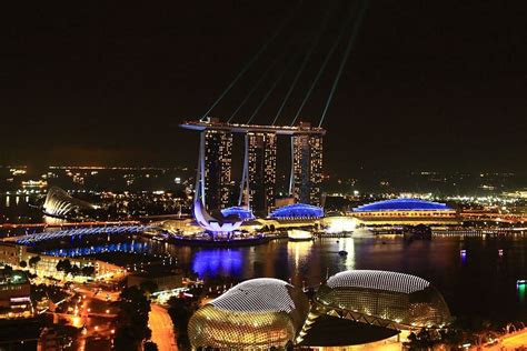 1366x768px | free download | HD wallpaper: Marina Bay Sands, Singapore, Night View, illuminated ...