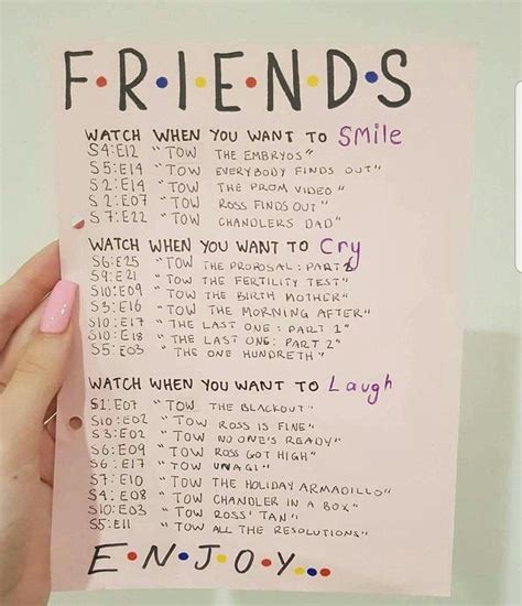 Guide for Friends episodes to watch : r/coolguides