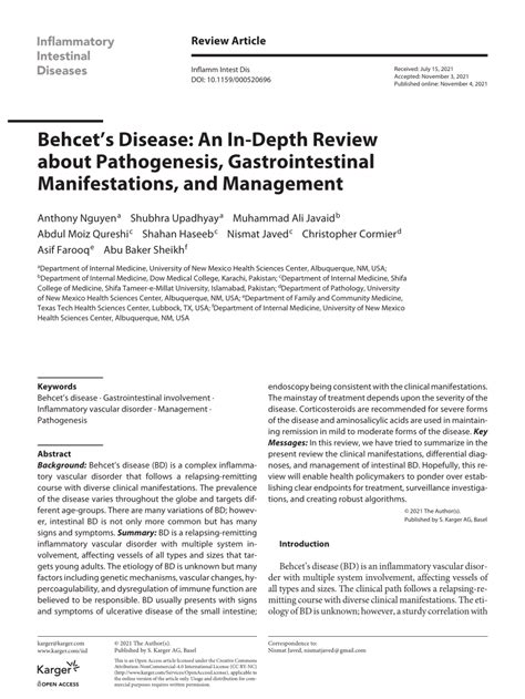 (PDF) Behcet’s Disease: An In-depth Review About Pathogenesis ...